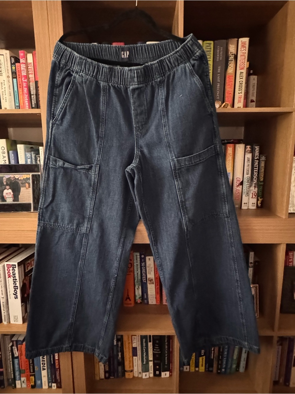GAP Women's Dark Blue Relaxed Cargo-Style Jeans